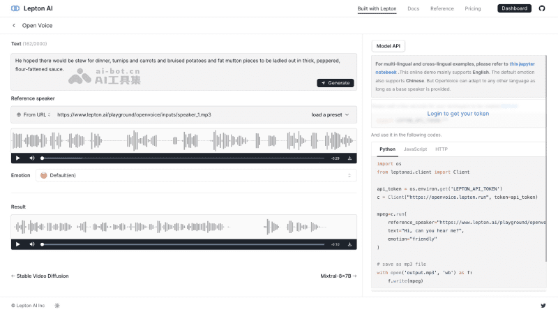 OpenVoice Lepton AI