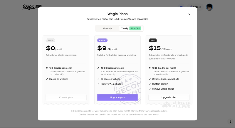 Wegic's product pricing